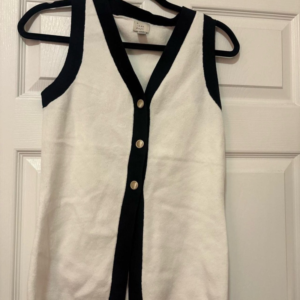 a new day White Knit Top with Black Trim
